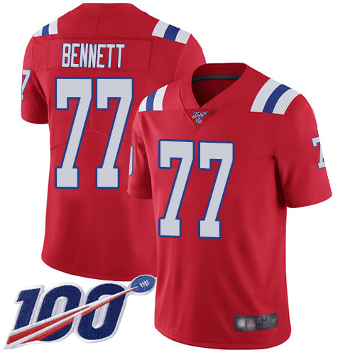 New England Patriots Football #77 100th Season Limited Red Men Michael Bennett Alternate NFL Jersey->youth nfl jersey->Youth Jersey